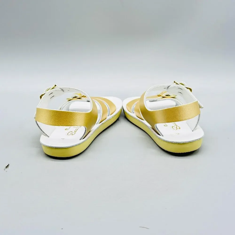 Sun San Sandal Girls 4c Gold Leather Sea Wee Ankle Buckle Strap Toddler Baby